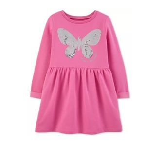 NWT Carter's Baby Sequin Butterfly Fleece Dress